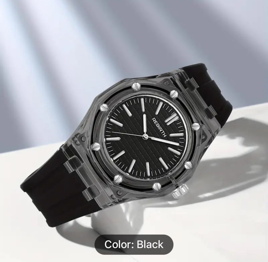 Black rebirth silicon watch