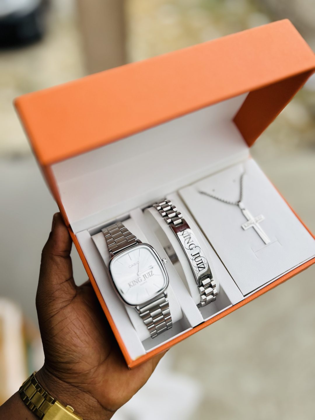 Silver Casio watch combo with box - Image 2