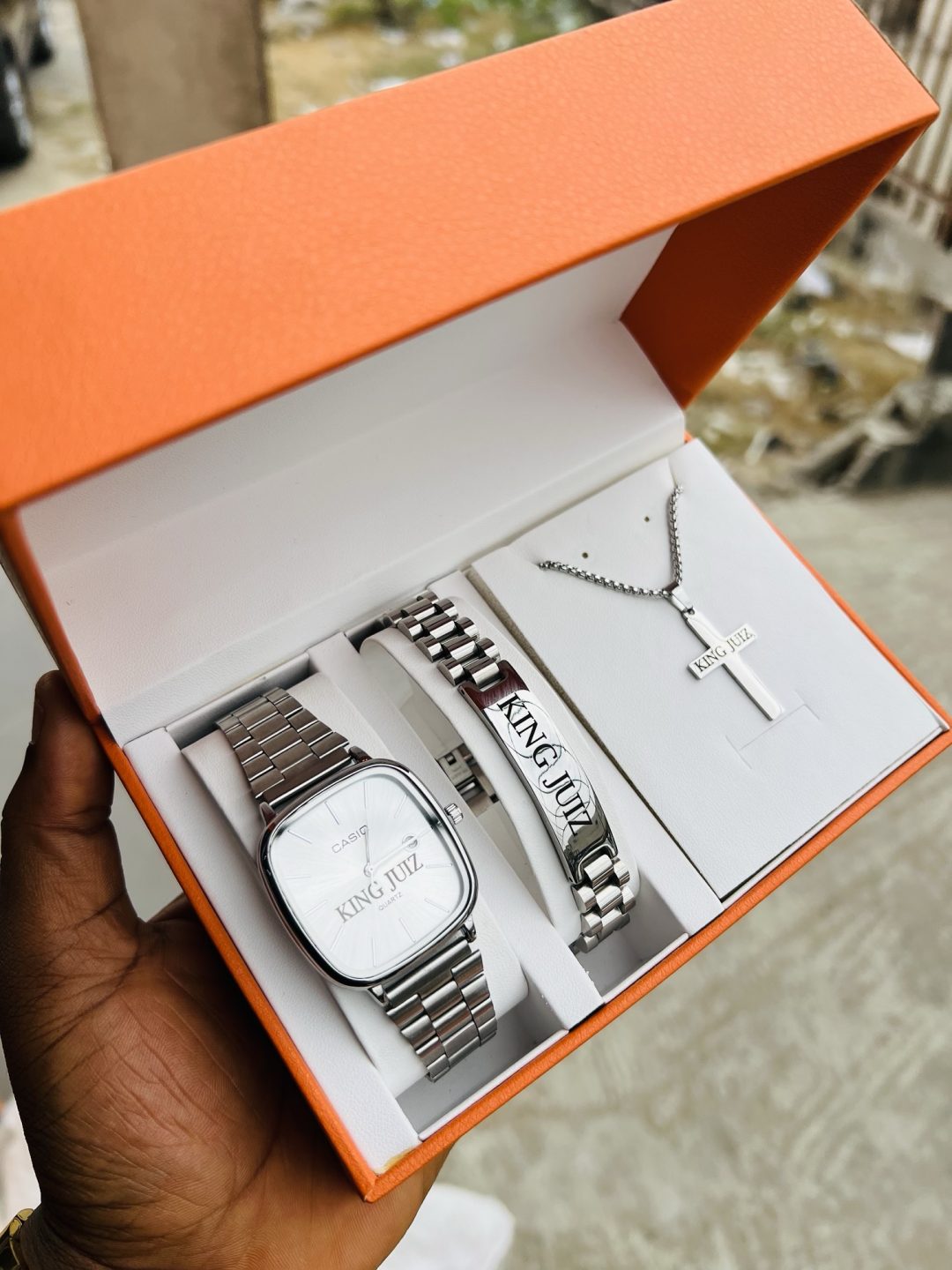 Silver Casio watch combo with box