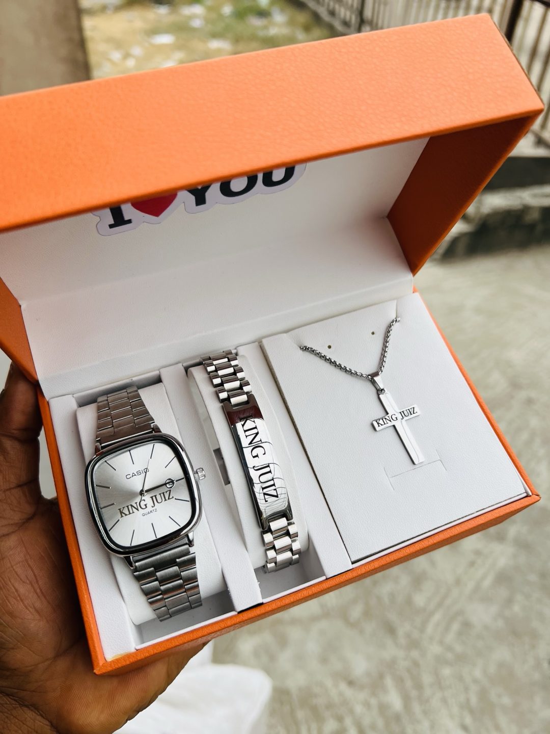 Silver Casio watch combo with box - Image 3