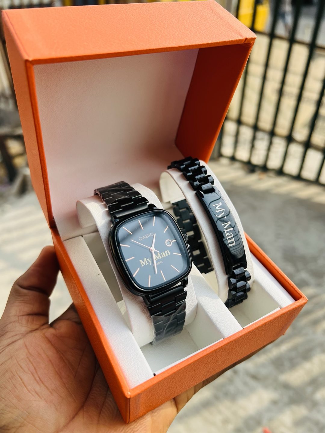 Black face Casio watch and bracelet - Image 2