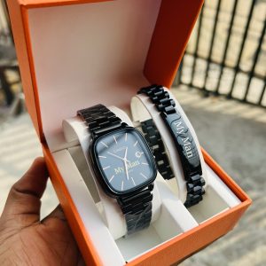 Black face Casio watch and bracelet