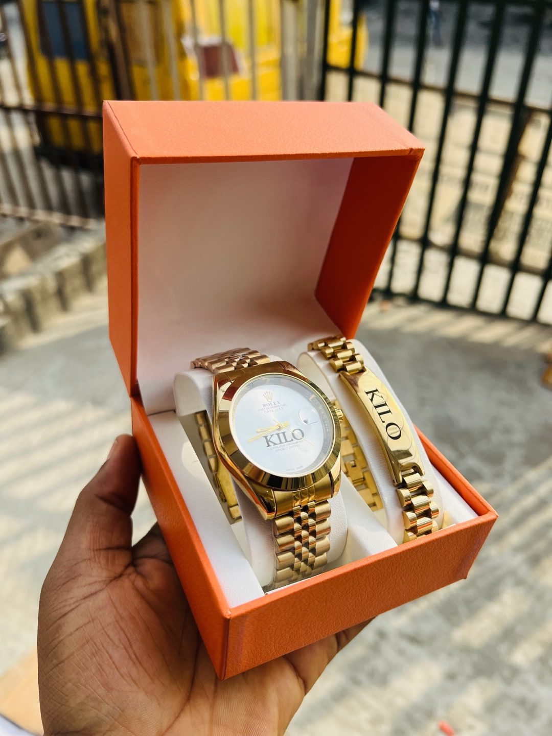 White face Rolex watch and bracelet