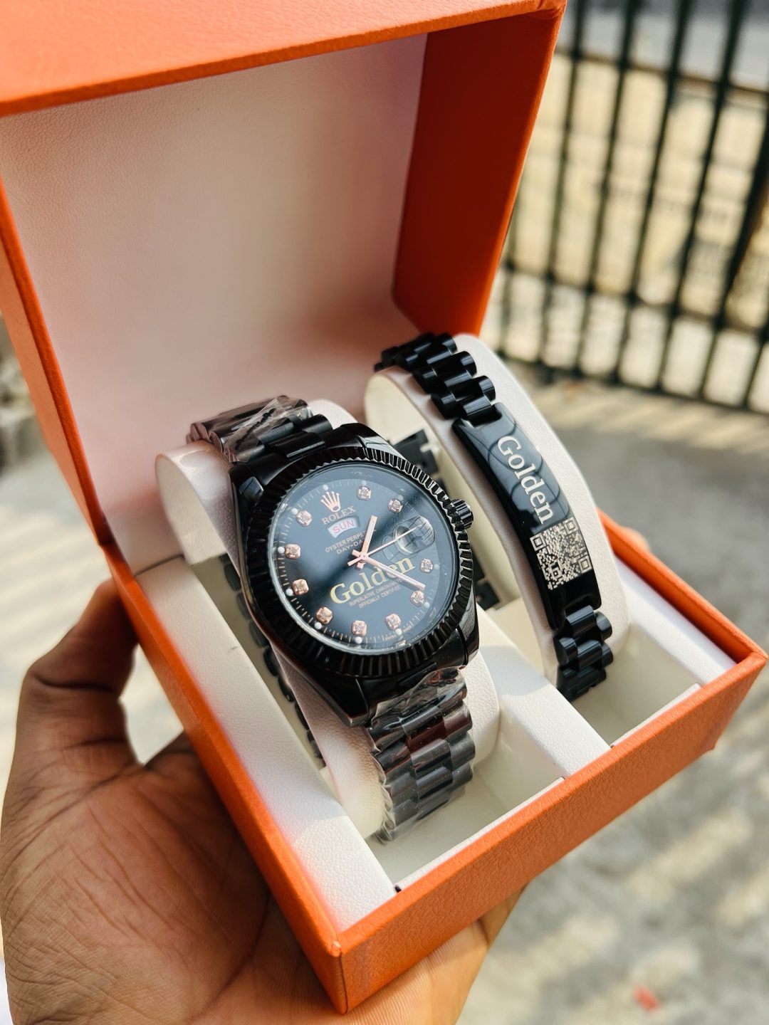 Rolex watch and Barcode bracelet