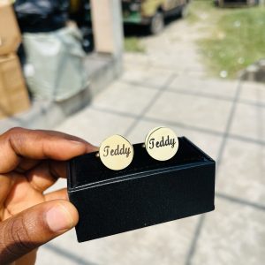Circle engraved gold cufflinks