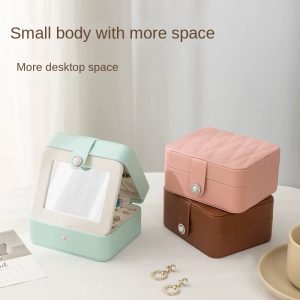 Peach Crisscross medium leather jewelry organizer