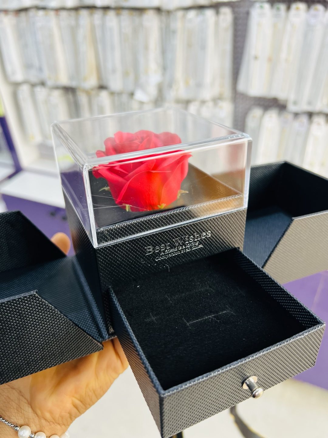 Black mystery acrylic rose box - Image 2
