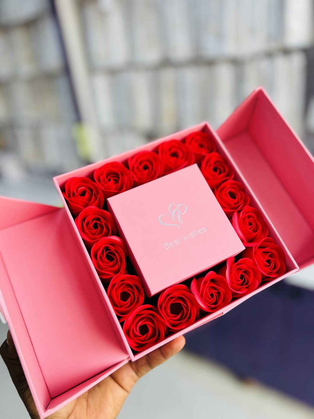Luxury Full pink rose flower box love box - Image 3