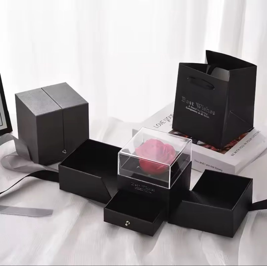 Black mystery acrylic rose box
