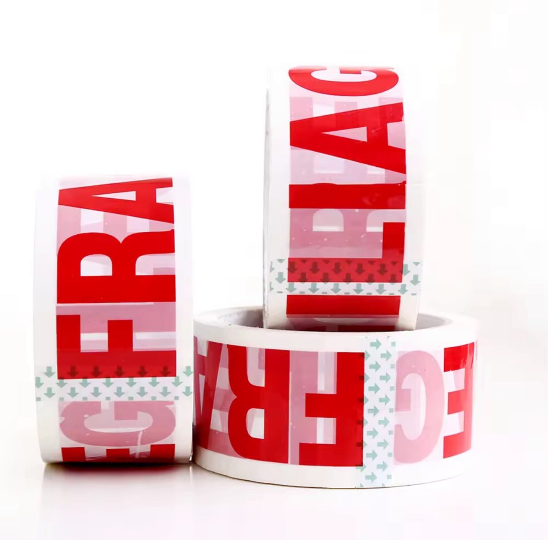 Red fragile carton tape - Image 2