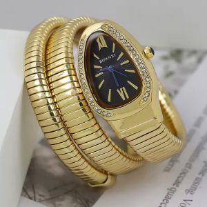 Luxury gold black face bifanxi spiral female watch