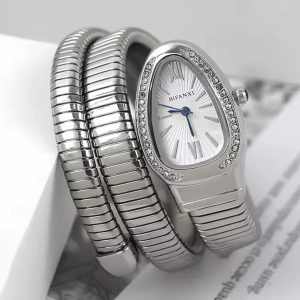Luxury silver white face bifanxi spiral female watch