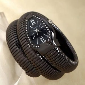 Luxury black black face bifanxi spiral female watch