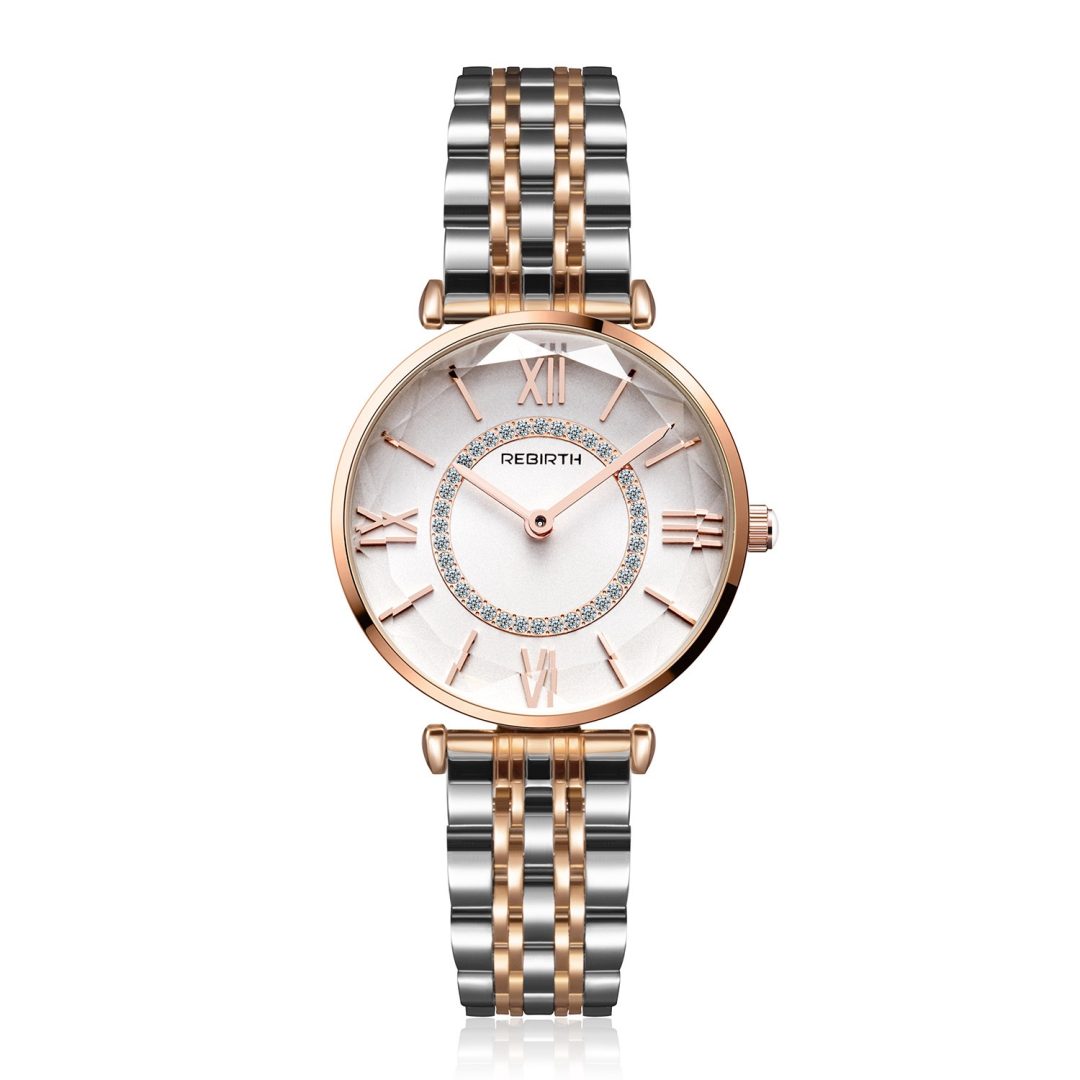 Rebirth two tone center stone watch