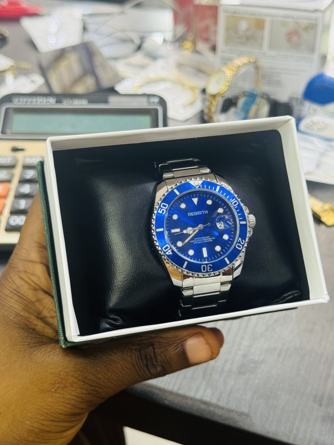 Rebirth blue face submarine male watch