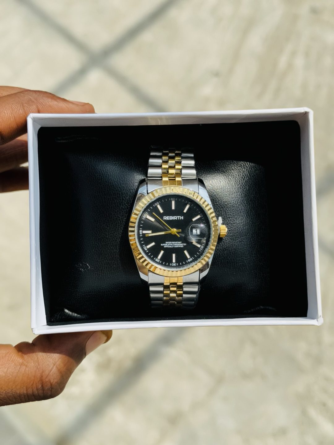 Rebirth mixed tone black face unisex watch - Image 2
