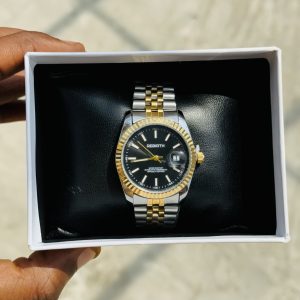 Rebirth mixed tone black face unisex watch
