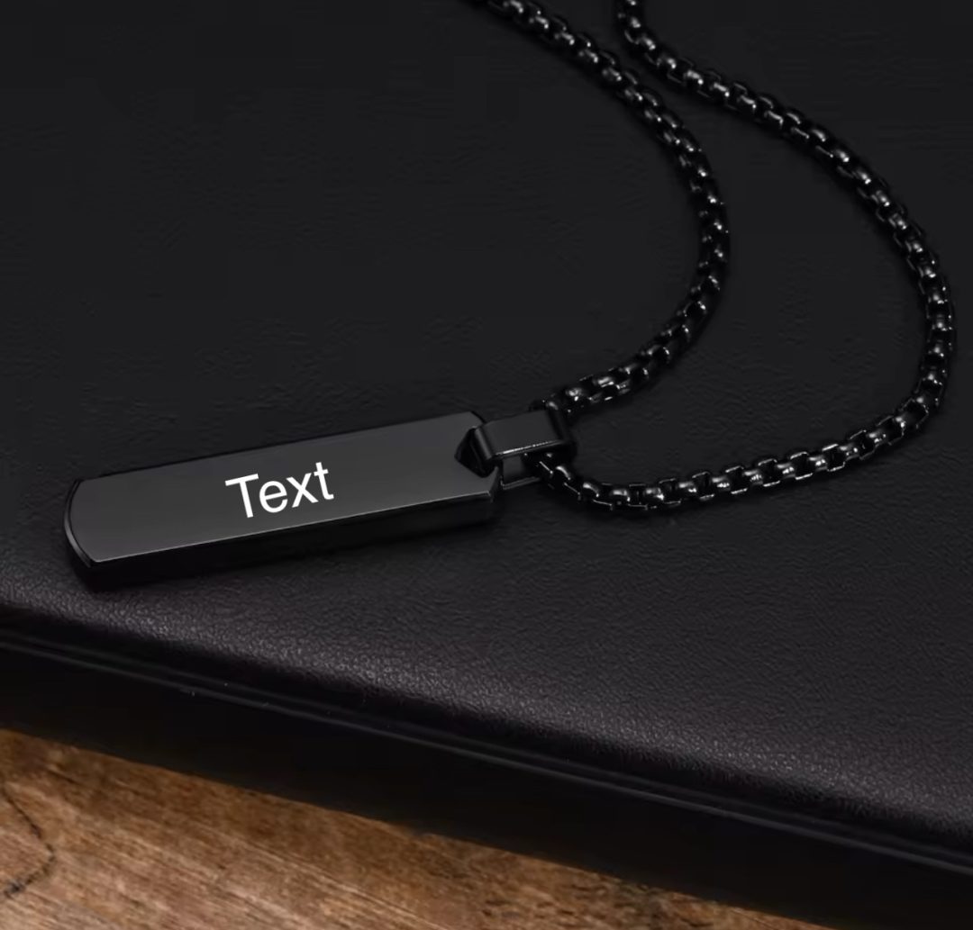 Black flat engraved necklace - Image 6