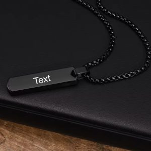 Black flat engraved necklace