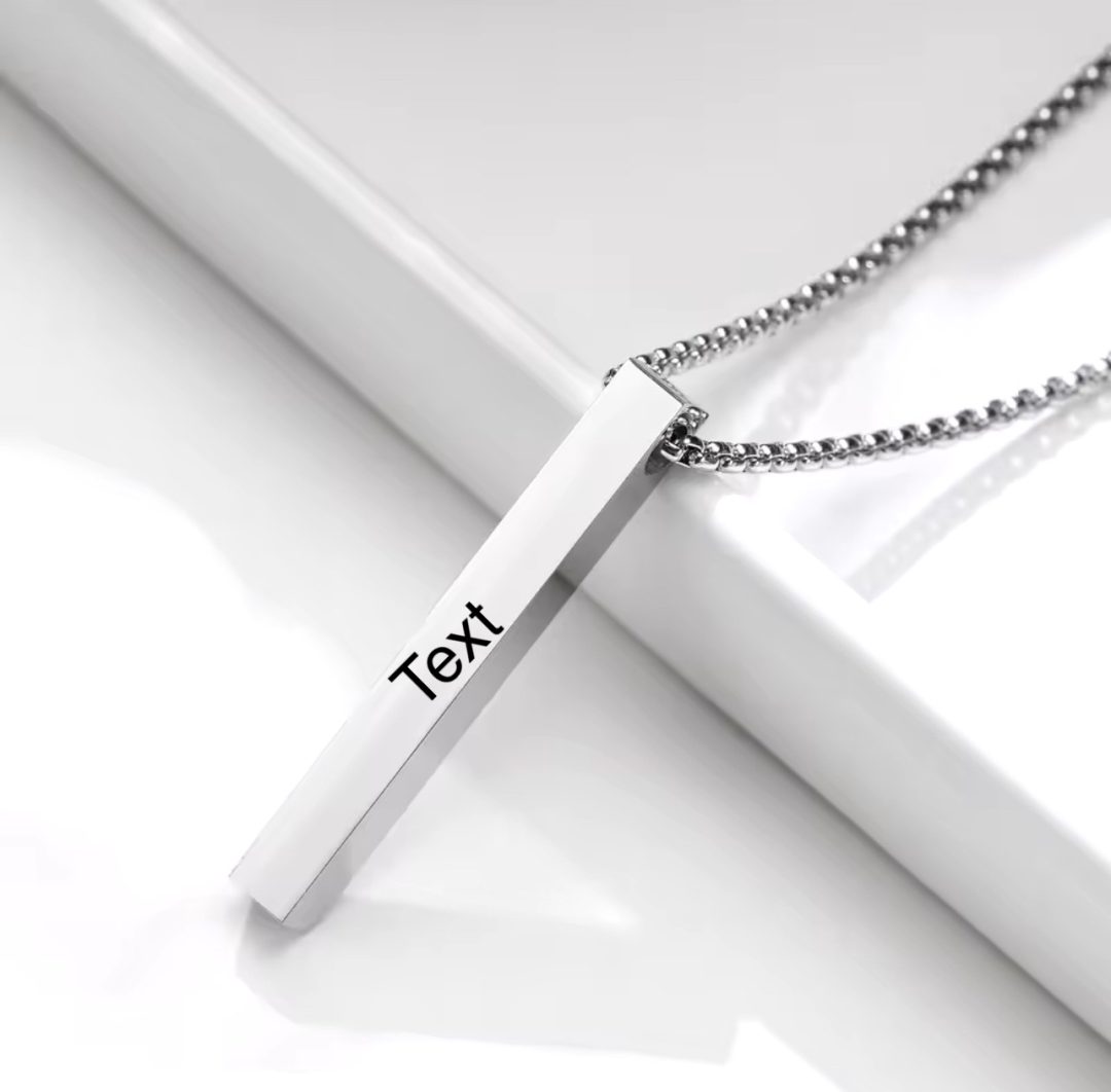 Silver Engraved block necklace - Image 3