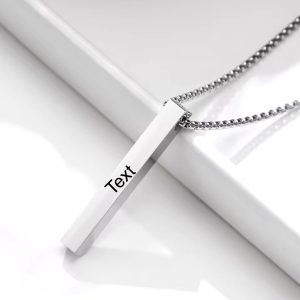 Silver Engraved block necklace