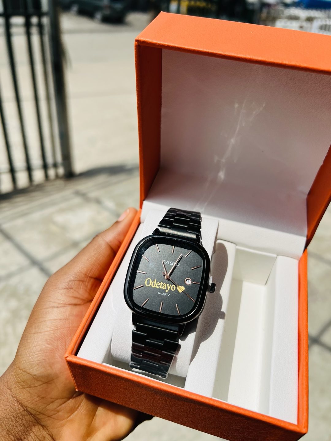 Black face Casio engraved watch - Image 3