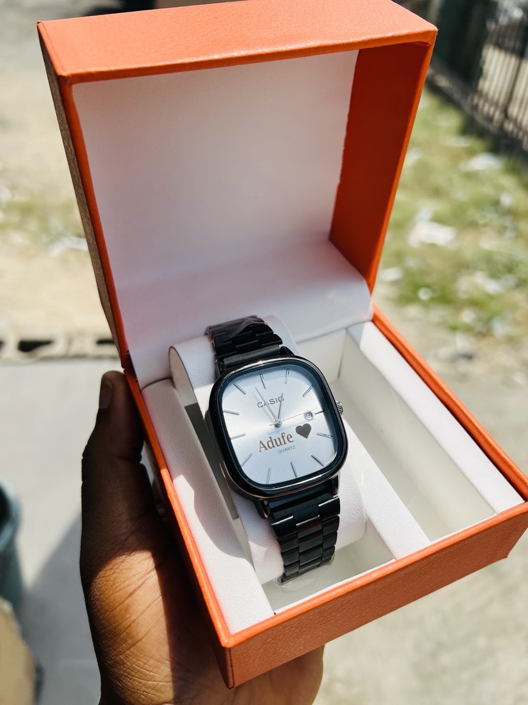 Black white face engraved casio watch - Image 3