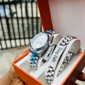 Silver Engraved Rolex watch and bracelet