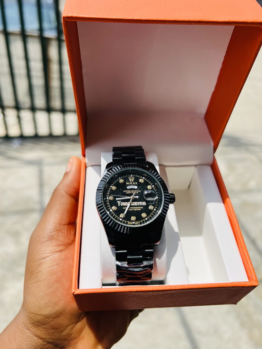 Black Male Face engraved rolex watch - Image 2