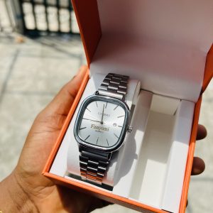 Silver engraved Casio watch