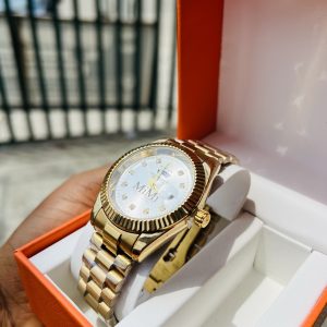 Gold Male Face engraved rolex watch