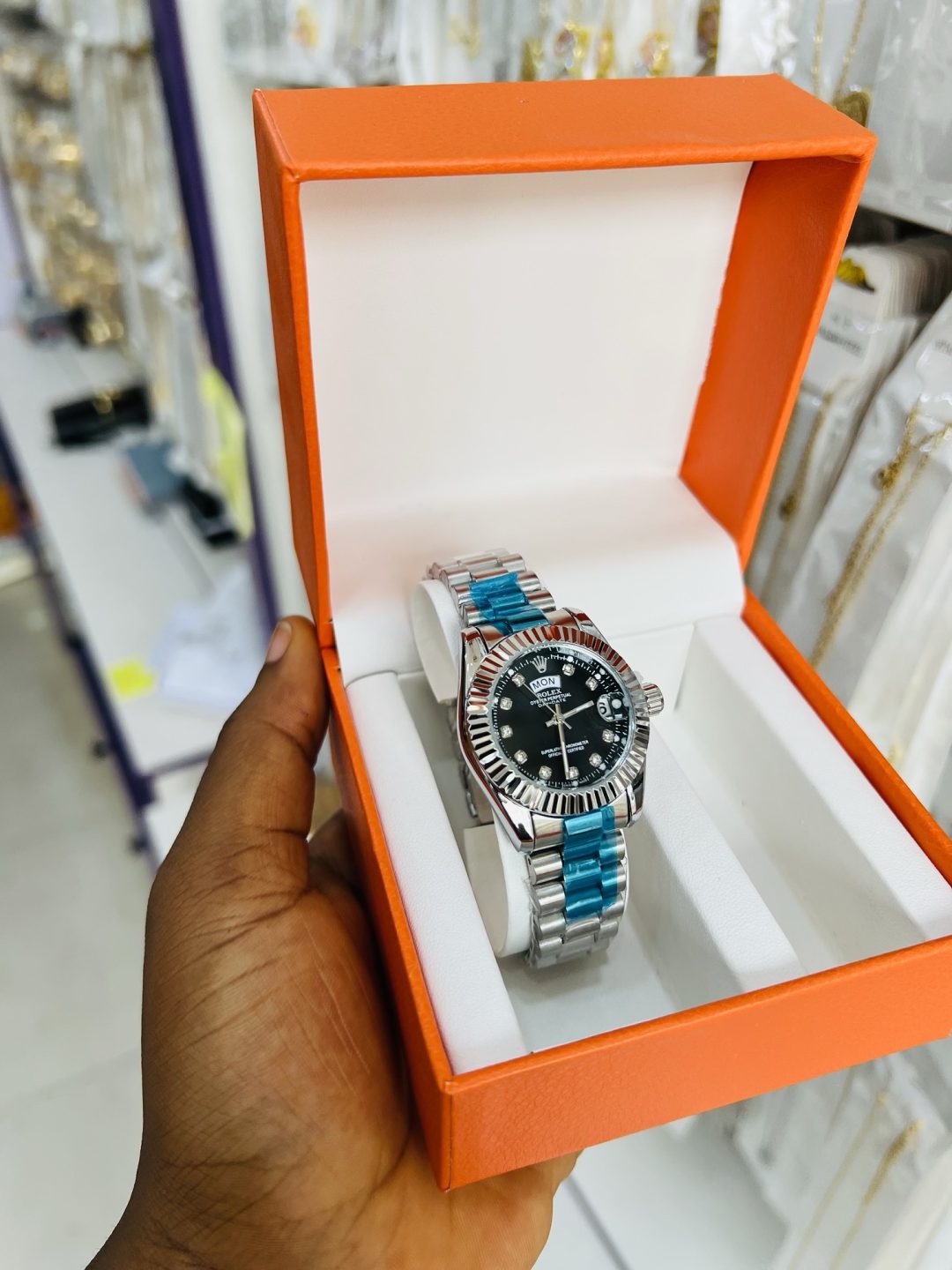 Engraved female silver Rolex watch - Image 3