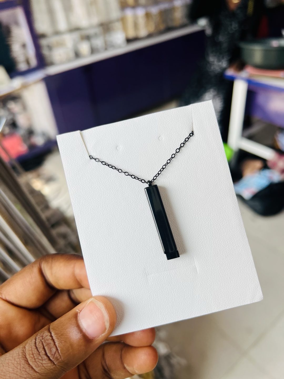 Black drawstring engraved necklace - Image 3