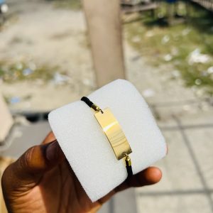 Square engraved draw string bracelet