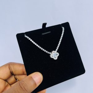 White Vca Cz necklace