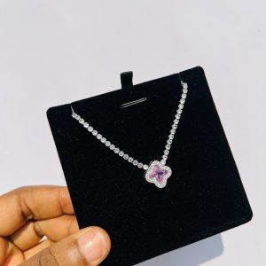 Pink Vca Cz necklace (silver)