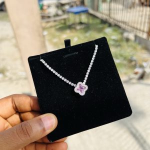 Pink Vca Cz necklace (silver)