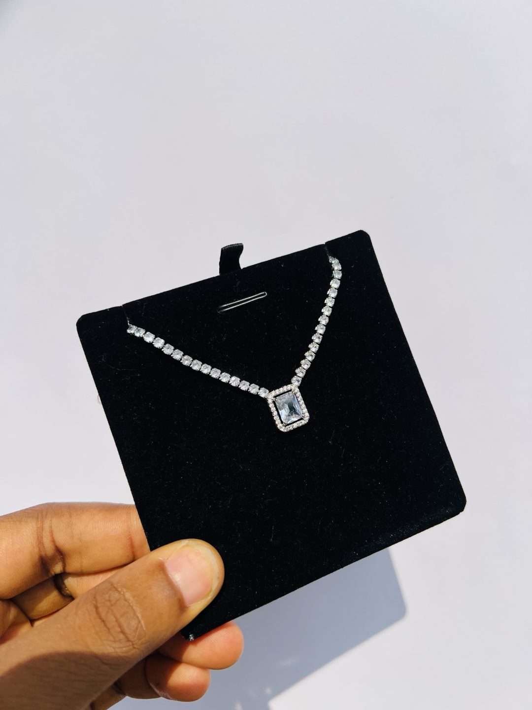 White square Cz necklace (silver)
