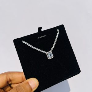 White square Cz necklace (silver)