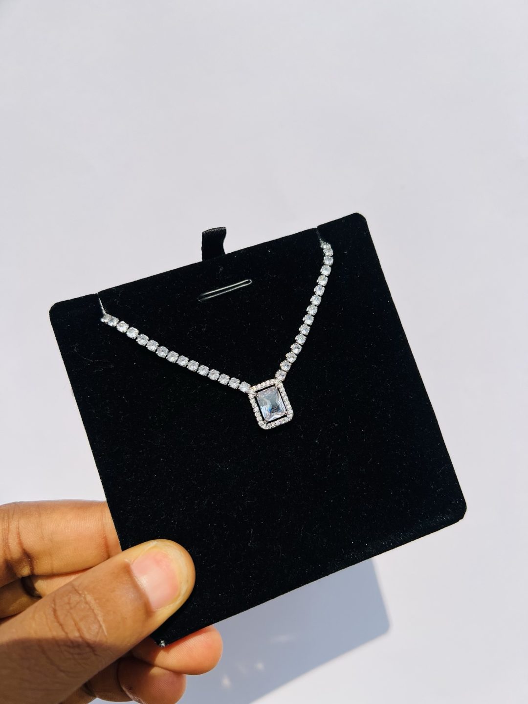 White square Cz necklace (silver) - Image 3