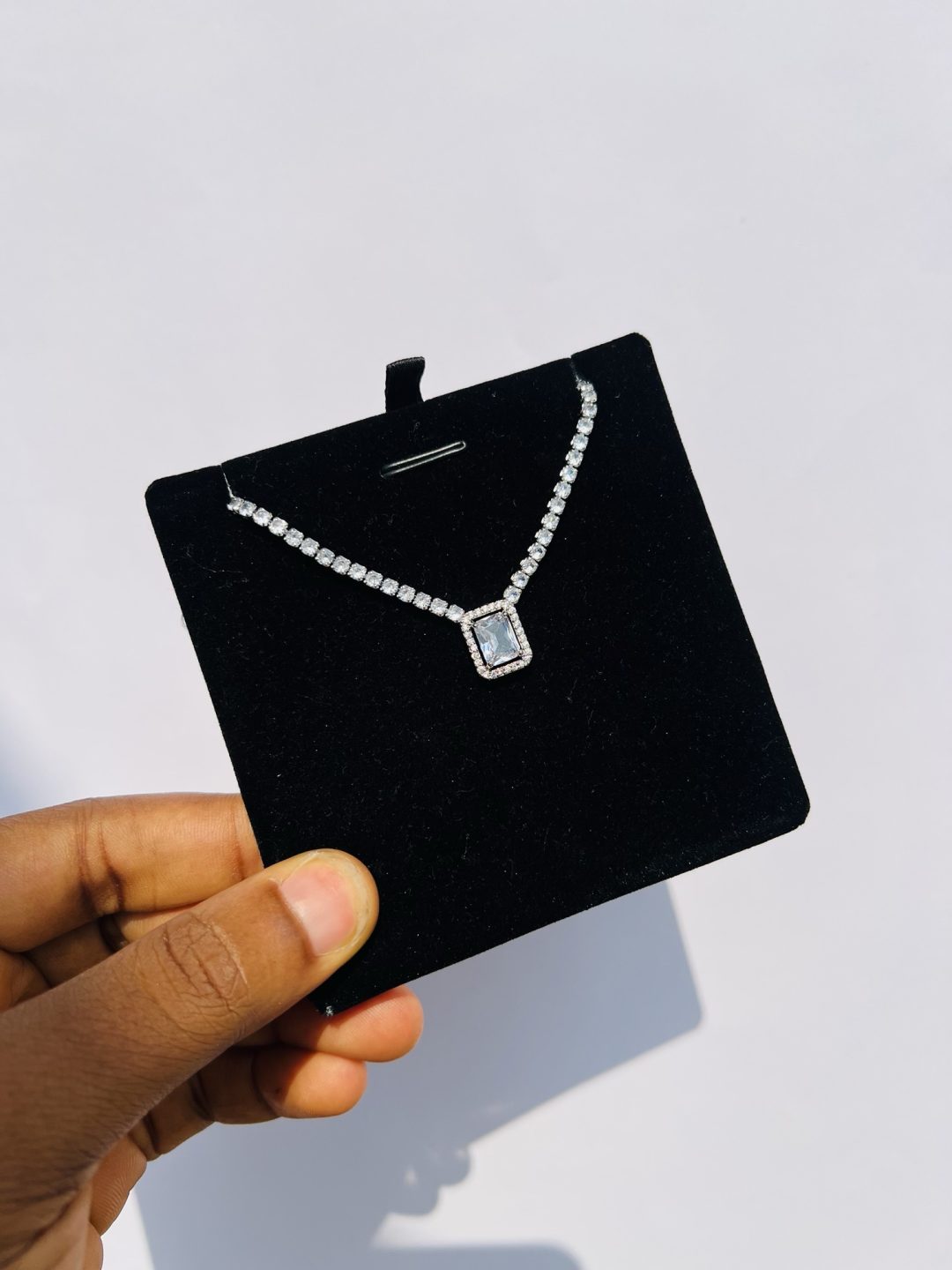 White square Cz necklace (silver) - Image 2