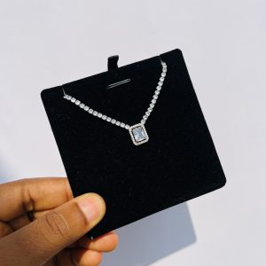 White square Cz necklace (silver)