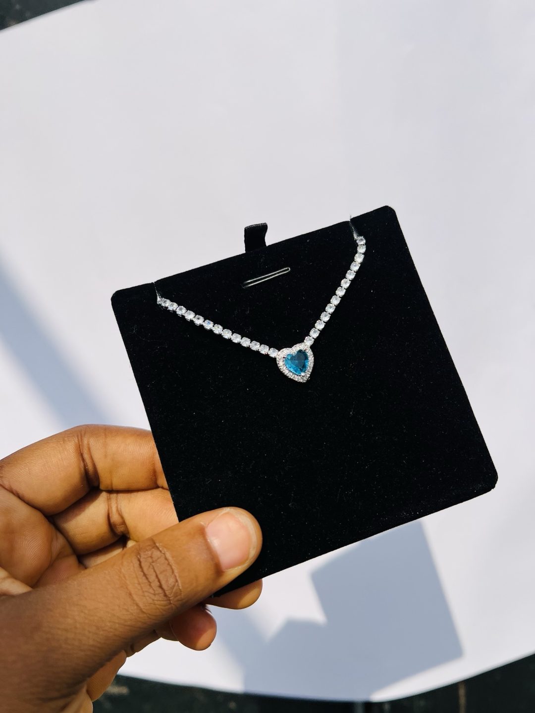 Blue love Cz necklace (silver) - Image 5