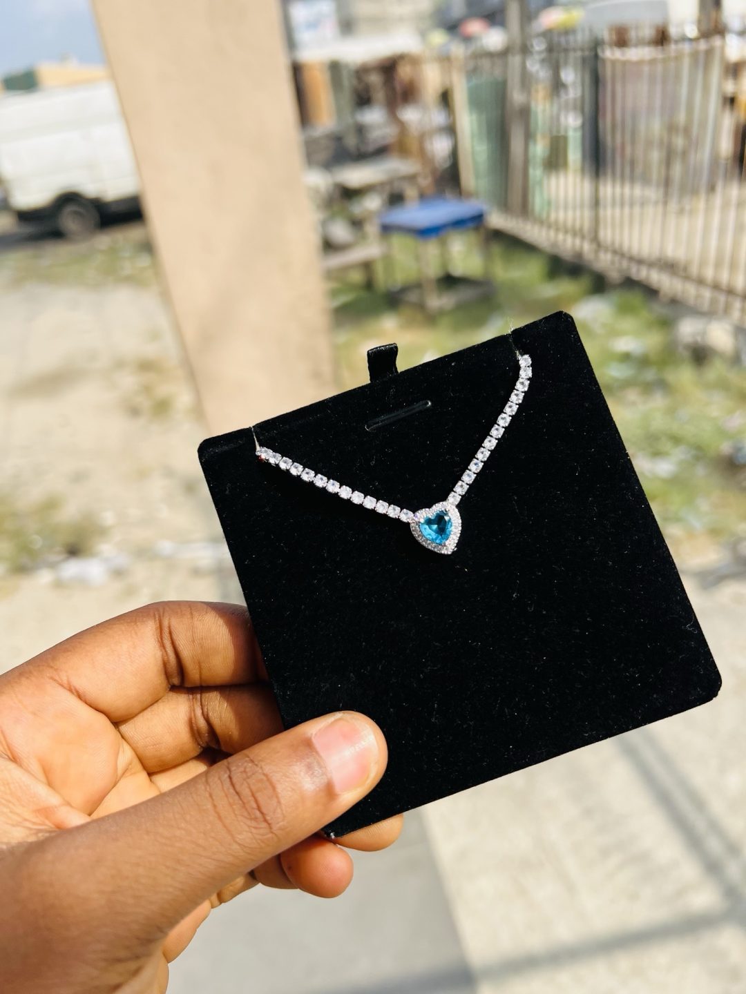Blue love Cz necklace (silver) - Image 3