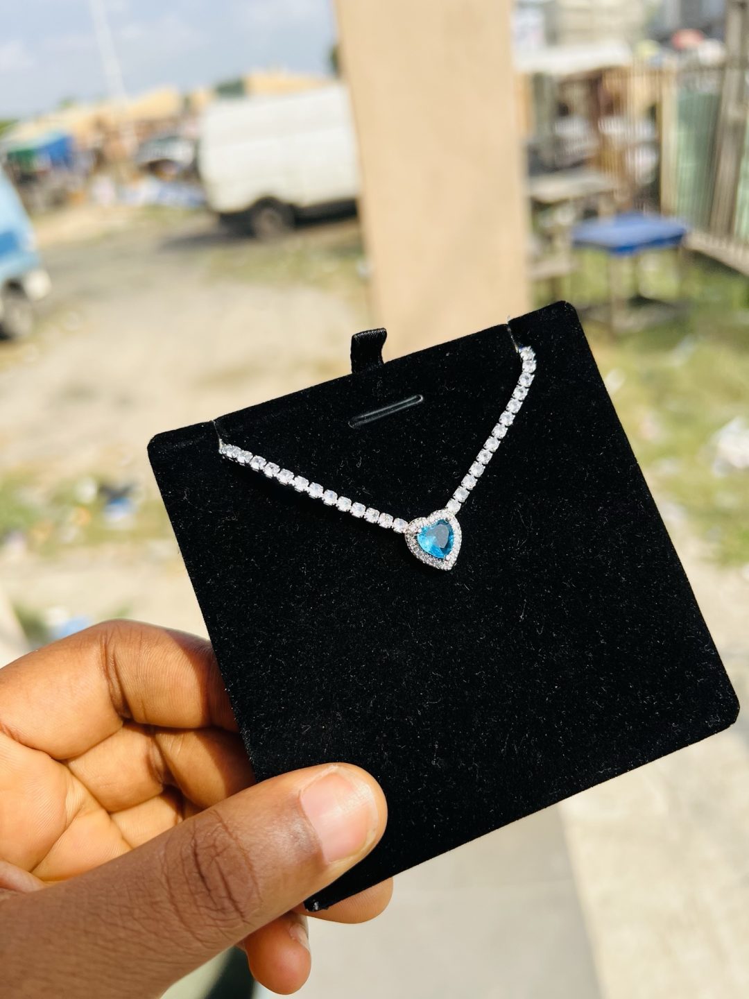 Blue love Cz necklace (silver) - Image 4