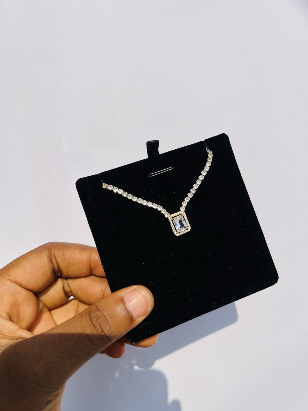 White square Cz necklace
