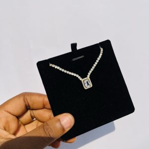 White square Cz necklace