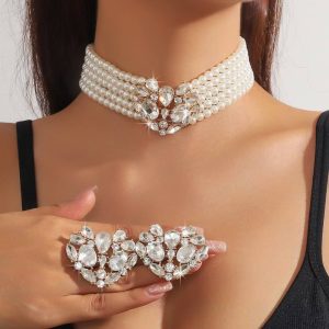 Mildred Royal fashion clear glass pearl 4 layers set