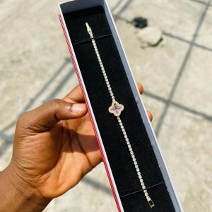 Pink Vca Cz bracelet (gold)