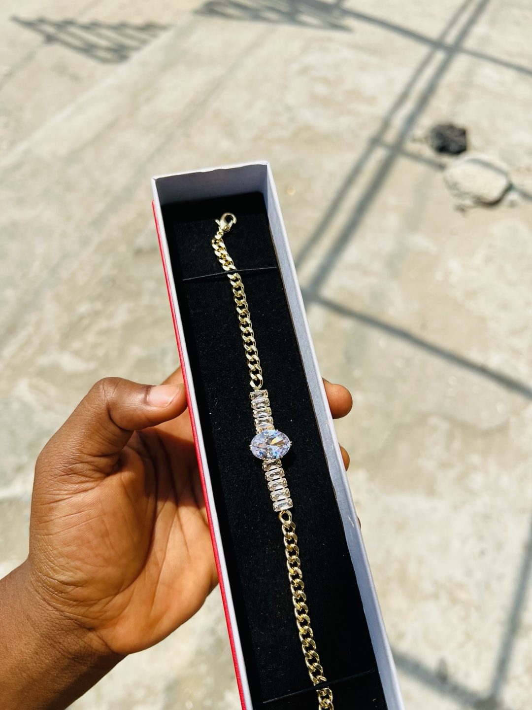 Chain oval Cz bracelet (gold - Image 3